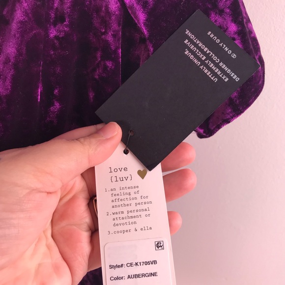 Cooper & Ella Purple Velvet Off the Shoulder Top - Picture 6 of 8